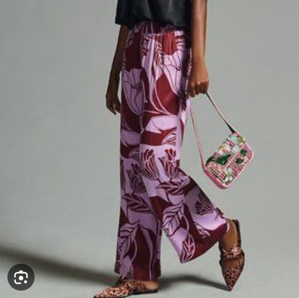 Anthropologie Purple & Brown Wide Leg Pants